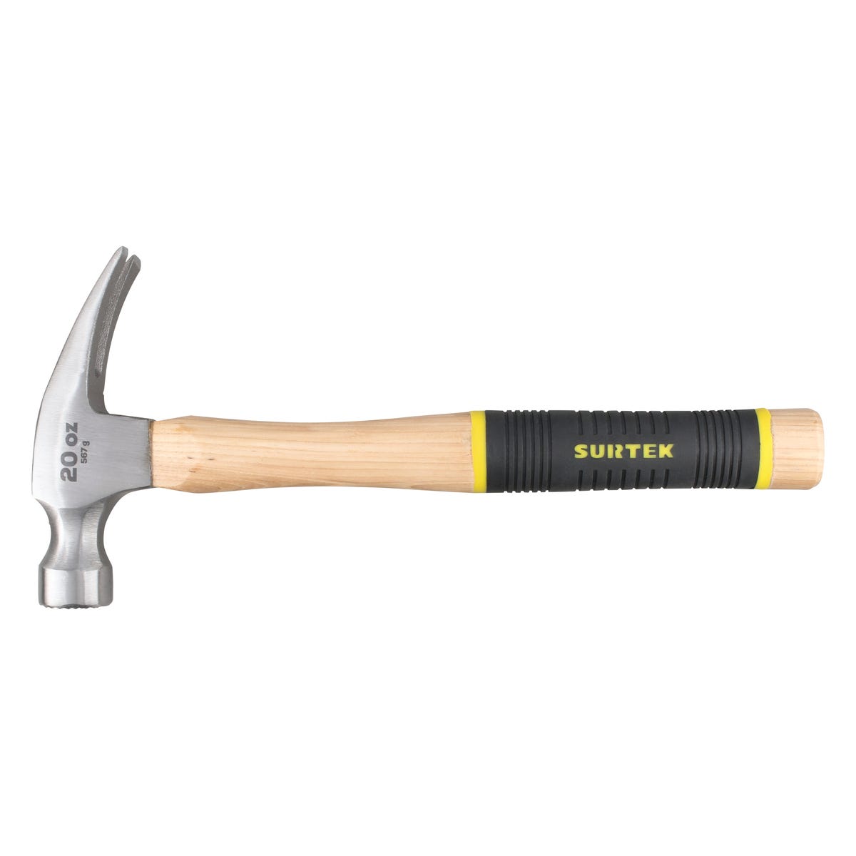 Martillo De Uña Recta Con Cabeza Fresada Con Mango De Madera 11-1/4, 20 Oz, Surtek 420FG
