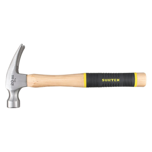 Martillo De Uña Recta Con Cabeza Fresada Con Mango De Madera 11-1/4, 20 Oz, Surtek 420FG