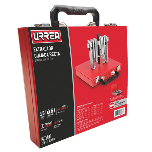 Extractor Quijada Recta Tipo A 6 Ton, 15 Piezas En Caja Metálica, Urrea 4212SJB
