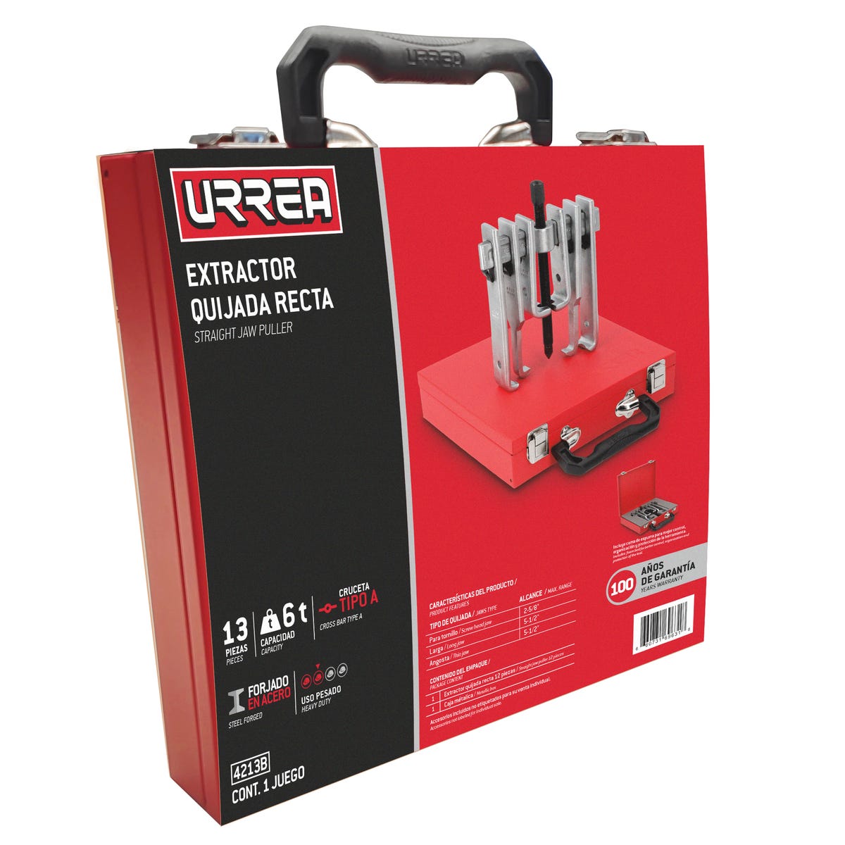 Extractor Quijada Recta Tipo A 6 Ton, 13 Piezas En Caja Metálica, Urrea 4213B