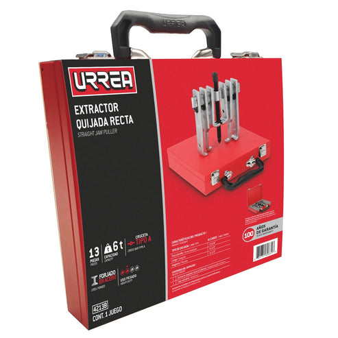 Extractor Quijada Recta Tipo A 6 Ton, 13 Piezas En Caja Metálica, Urrea 4213B