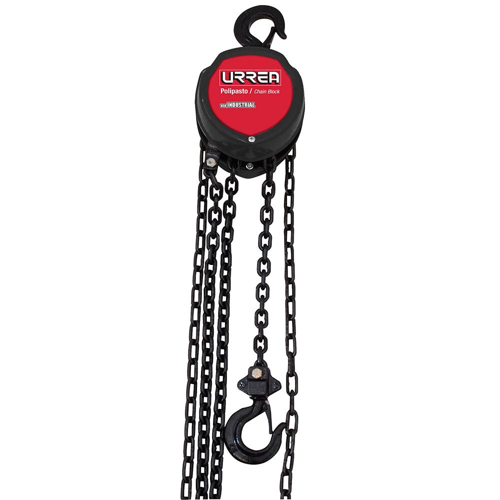 Polipasto Manual Sistema Doble Freno Cadena 3 m, 1 Ramal, Urrea 42300