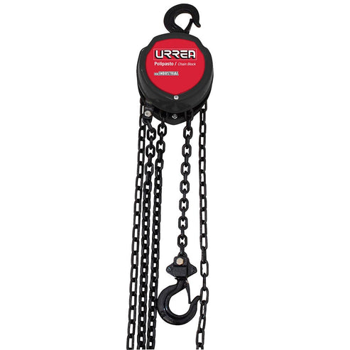 Polipasto Manual Sistema Doble Freno Cadena 3 m, 1 Ramal, Urrea 42300