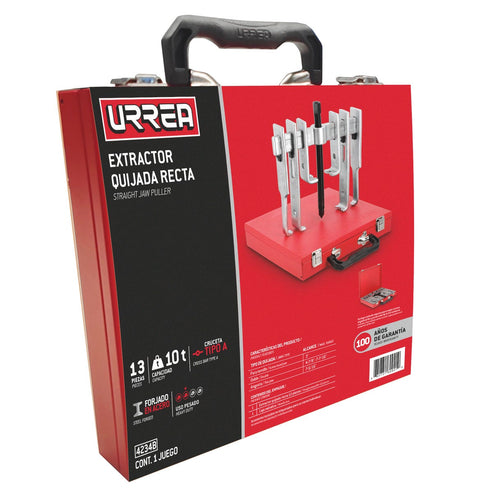 Extractor Quijada Recta Tipo A 10 Ton, 13 Piezas En Caja Metálica, Urrea 4234B
