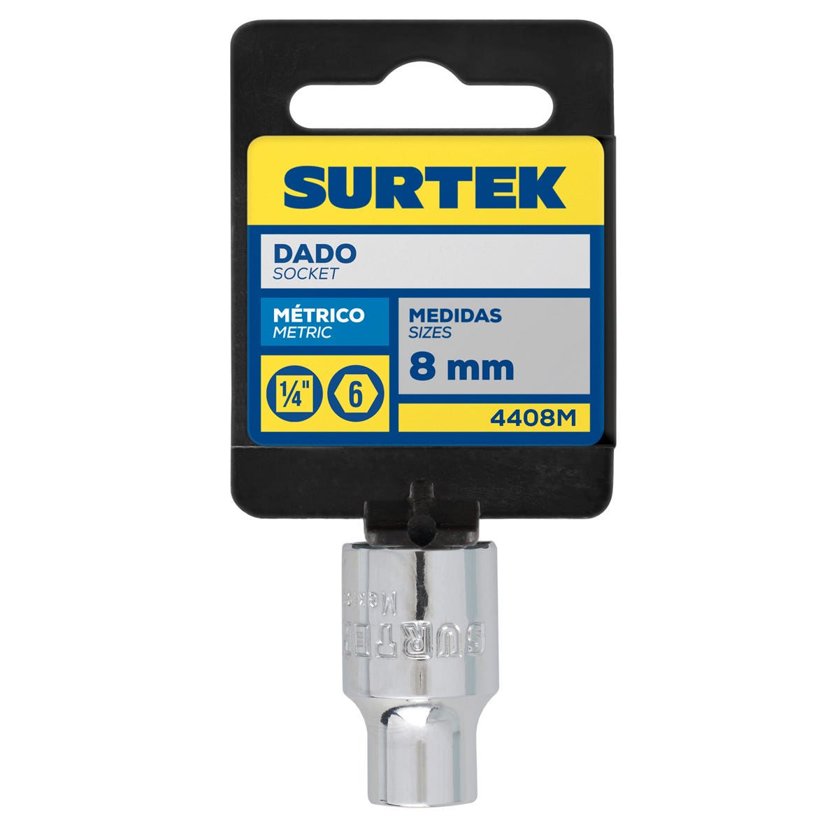 Dado Cuadro De 1/4, 6 Puntas, Métrico, 8 Surtek 4408M
