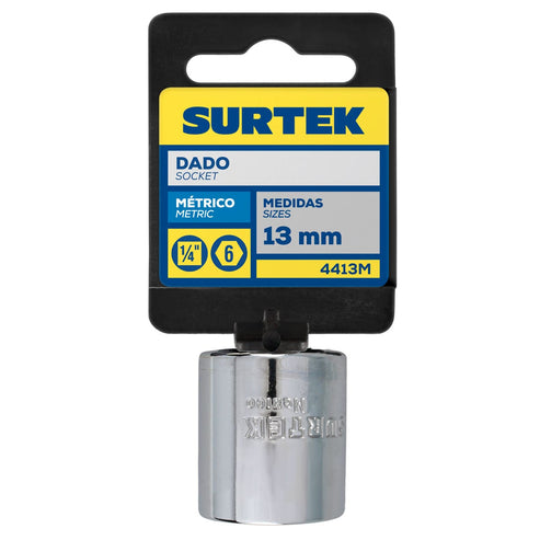 Dado Cuadro De 1/4, 6 Puntas, Métrico, 13 Surtek 4413M