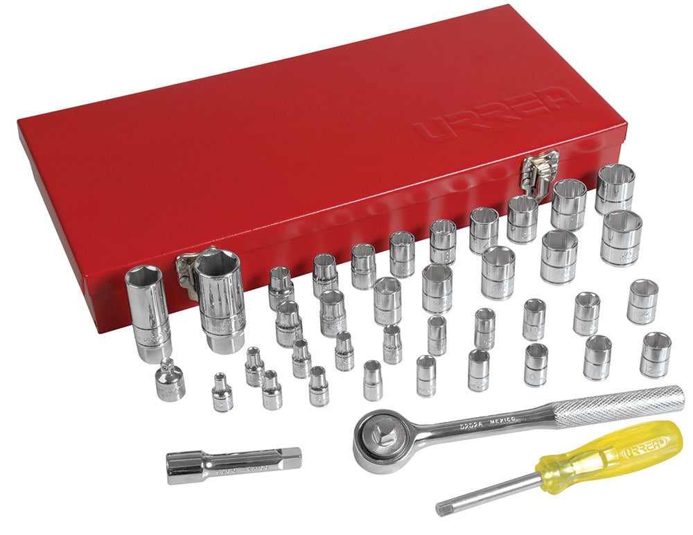 Juego De Dados Y Accesorios Cuadro De 1/4 Y 3/8 Urrea 4700D