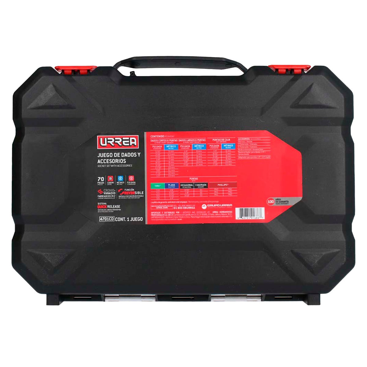 Juego De Dados Y Accesorios Cuadro De 1/4 Urrea 4701CD