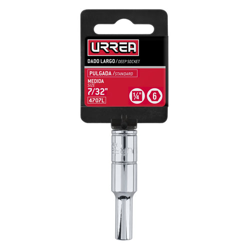 Dado Largo Cuadro De 1/4, 6 Puntas, En Pulgadas, Urrea 4707L