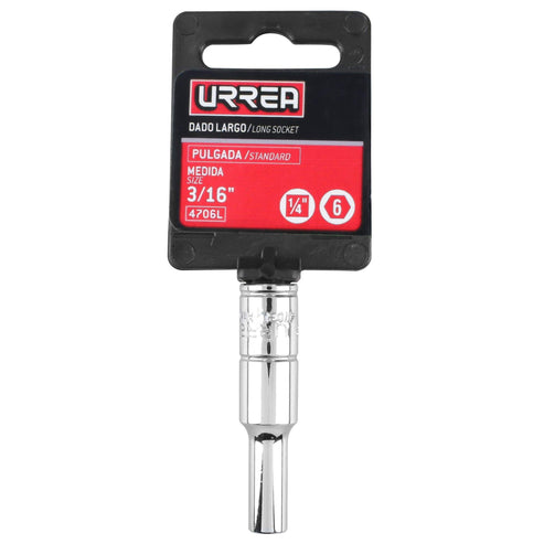 Dado Largo Cuadro De 1/4, 6 Puntas, En Pulgadas, Urrea 4707L