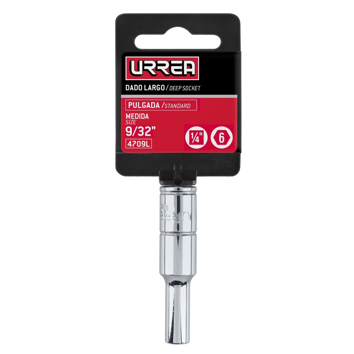 Dado Largo Cuadro De 1/4, 6 Puntas, En Pulgadas, Urrea 4709L