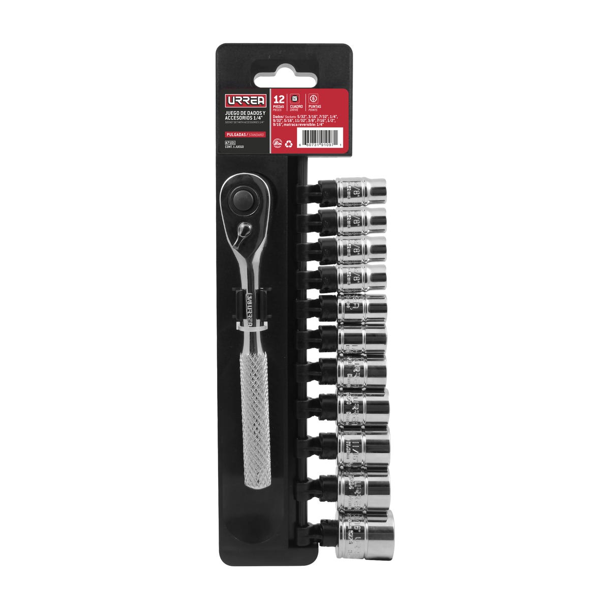 Juego De Dados Y Accesorios Cuadro De 1/4" En Urrea 47101