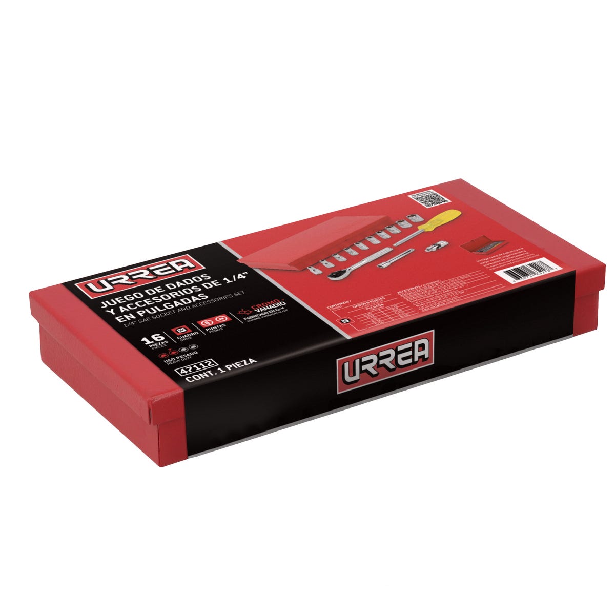Juego De Dados Y Accesorios Cuadro De 1/4" En Urrea 47112