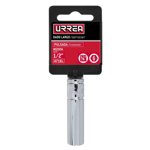 Dado Largo Cuadro De 1/4, 6 Puntas, En Pulgadas, Urrea 4716L