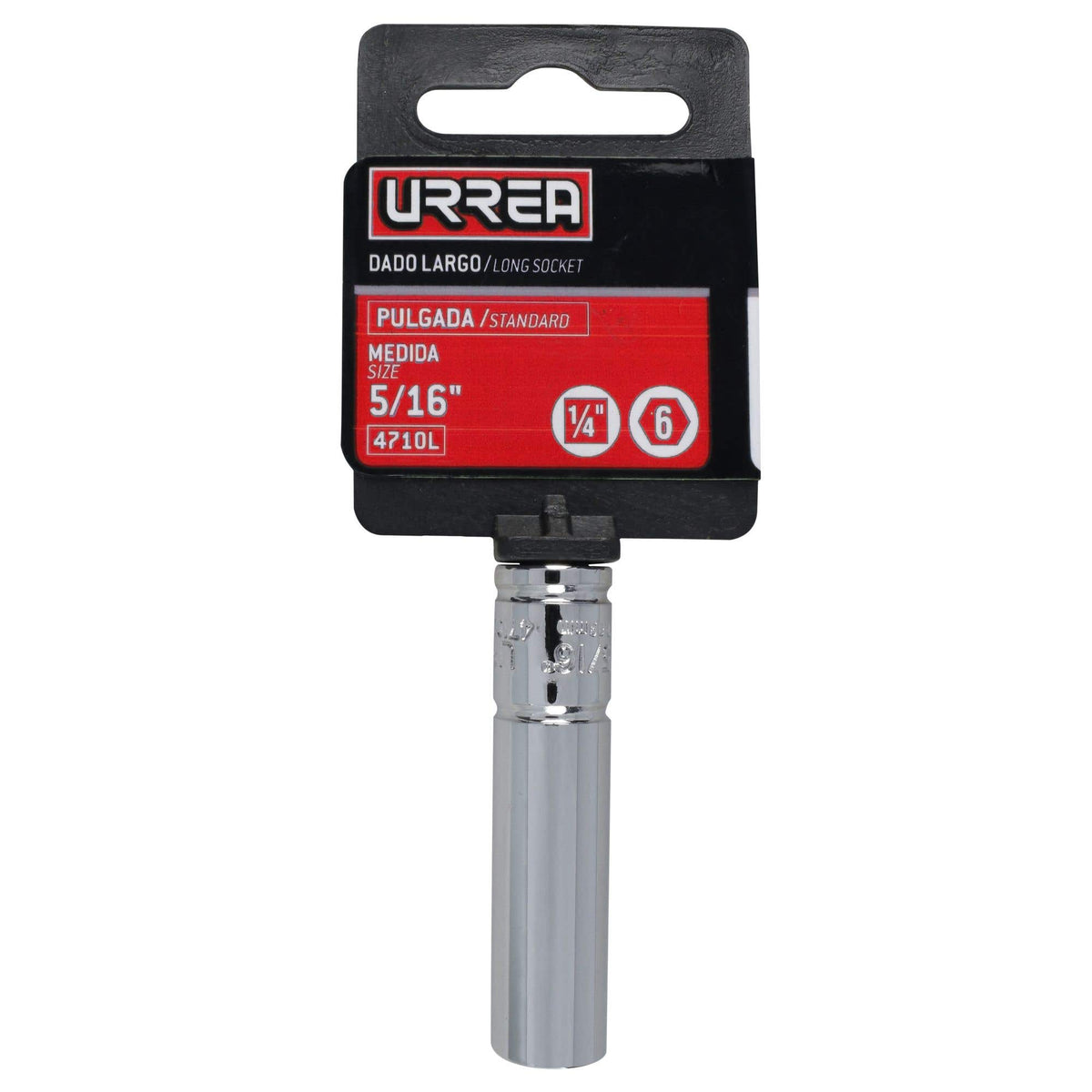 Dado Largo Cuadro De 1/4, 6 Puntas, En Pulgadas, Urrea 4716L