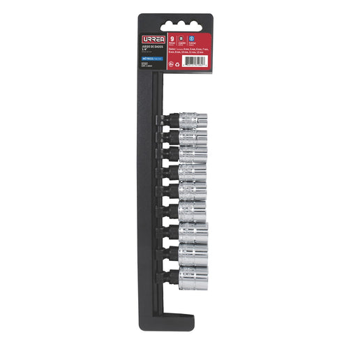 Juego De Dados Cuadro De 1/4, 6 Puntas, Urrea 47207