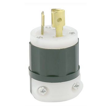 CLAVIJA CON SEGURO, 15 A, 277 V, NEMA L7-15P, 2P, 3W, CONEXIÓN A TIERRA - NEGRO-BLANCO LEVITON 4770-C