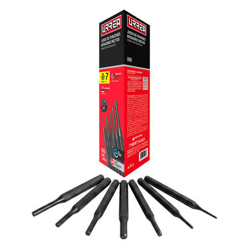 Juego De Punzones Botadores Rectos, 7 Piezas En Caja, Urrea 47AC