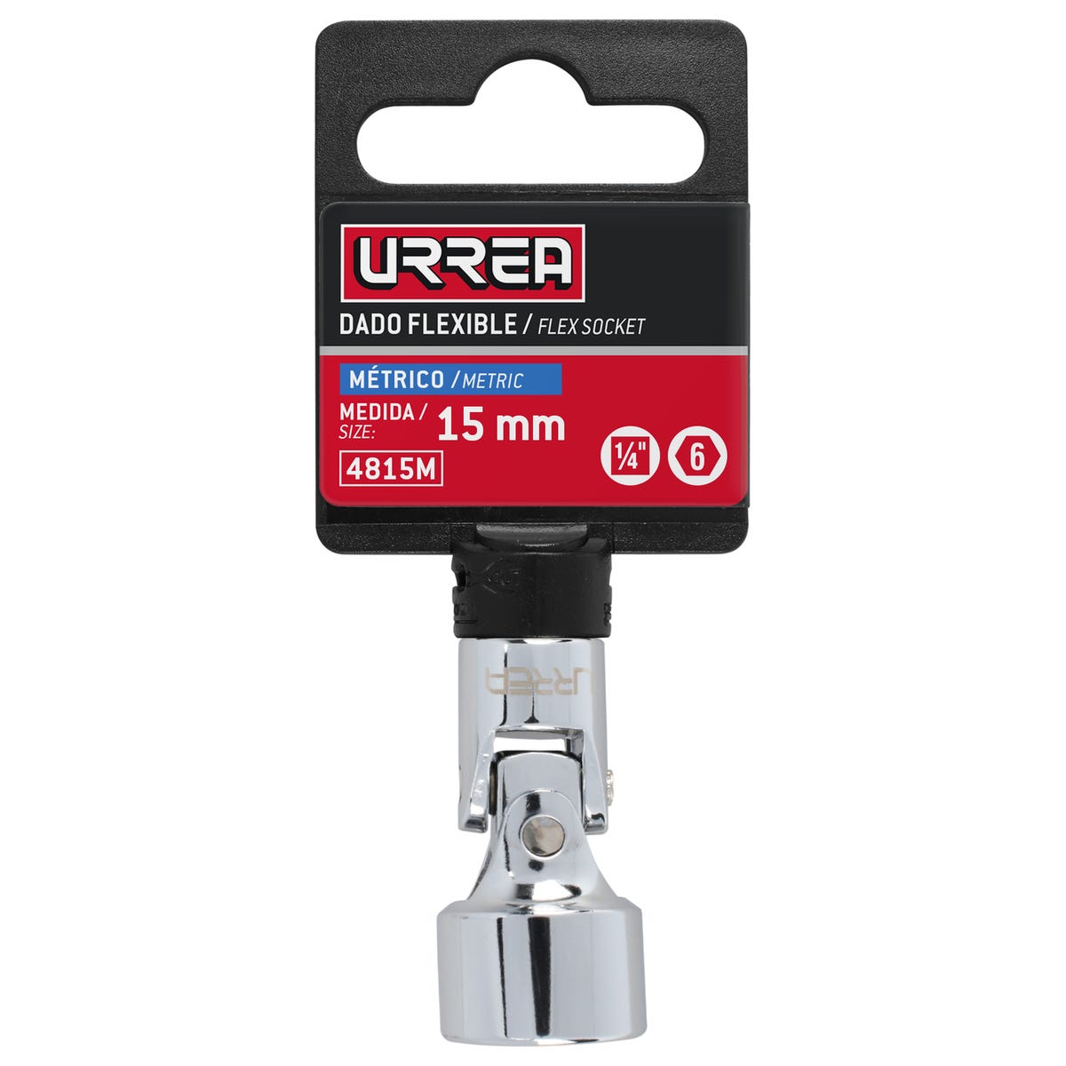 Dado Flexible Cuadro De 1/4, 6 Puntas, Métrico, Urrea 4815M
