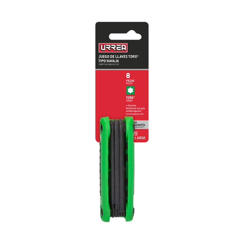 Juego De Llaves Hexagonales Tipo Navaja Torx T6 A T25 Estuche Bimaterial, 8 Pz, Urrea 4976TX