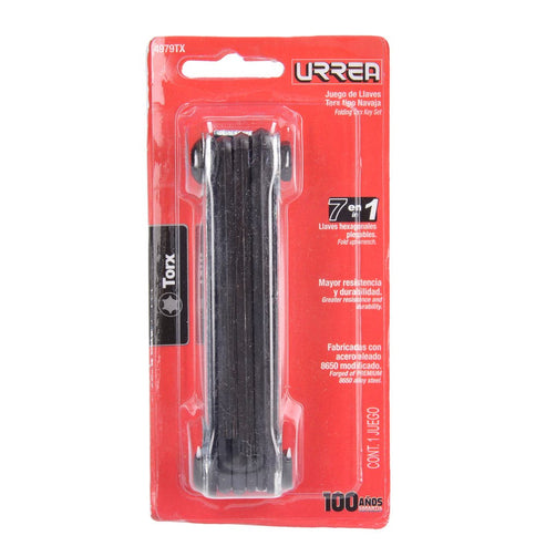 Juego De Llaves Hexagonales Tipo Navaja Torx T10 A T40 Estuche Metálico, 7 Pz, Urrea 4979TX