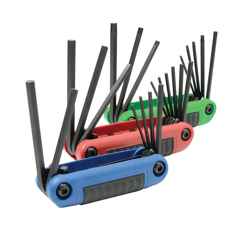 Juego De Llaves Hexagonales Tipo Navaja En Pulgadas, Métricas Y Torx Estuche Bimat, Urrea 49824
