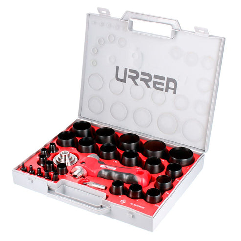 Juego De Sacabocados Con Mango Adaptador Ergonómico 1/8 A 2, 28 Piezas, Urrea 49902A