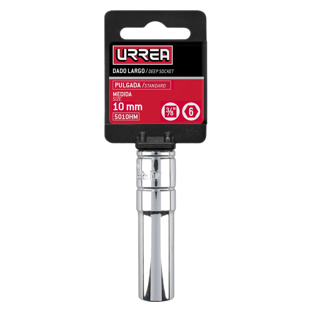 Dado Largo Cuadro De 3/8", 6 Puntas Urrea 5010HM