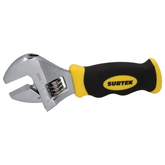 Llave Ajustable Cromada Corta Con Mango Rubber Grip 6, Surtek 506CA