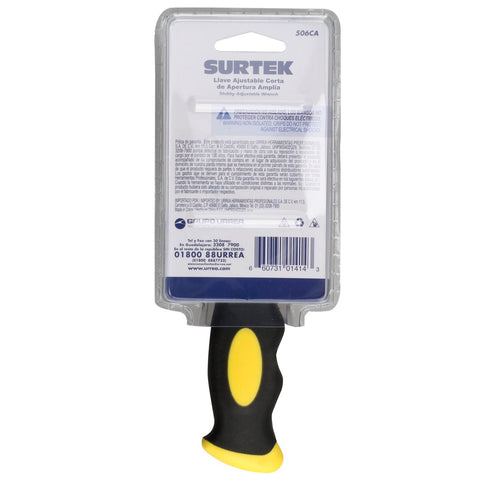 Llave Ajustable Cromada Corta Con Mango Rubber Grip 6, Surtek 506CA