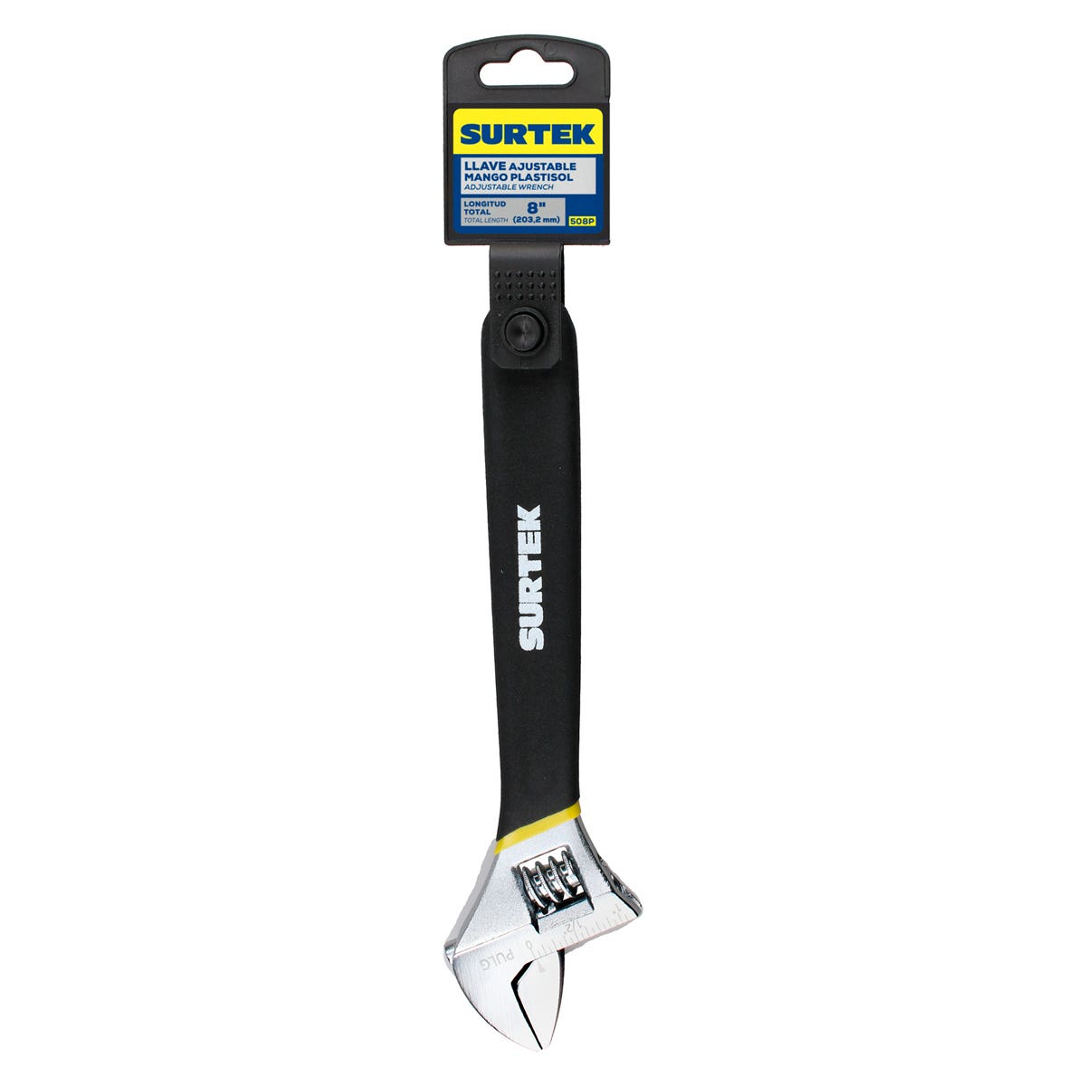 Llave Ajustable Cromada Con Mango Rubber Grip De Plastisol 8, Surtek 508P