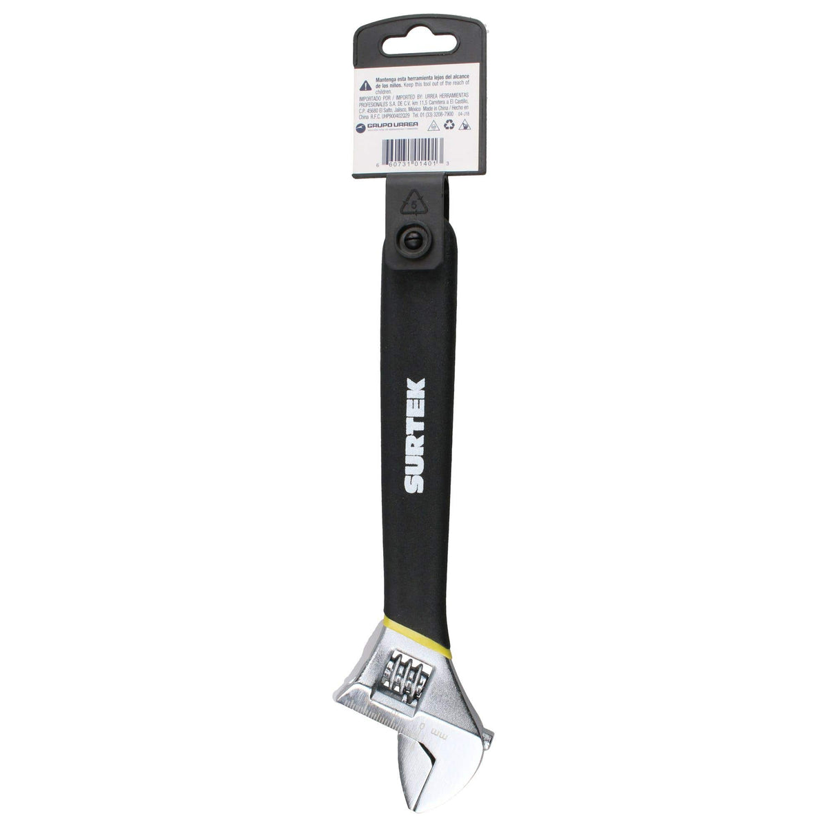Llave Ajustable Cromada Con Mango Rubber Grip De Plastisol 8, Surtek 508P