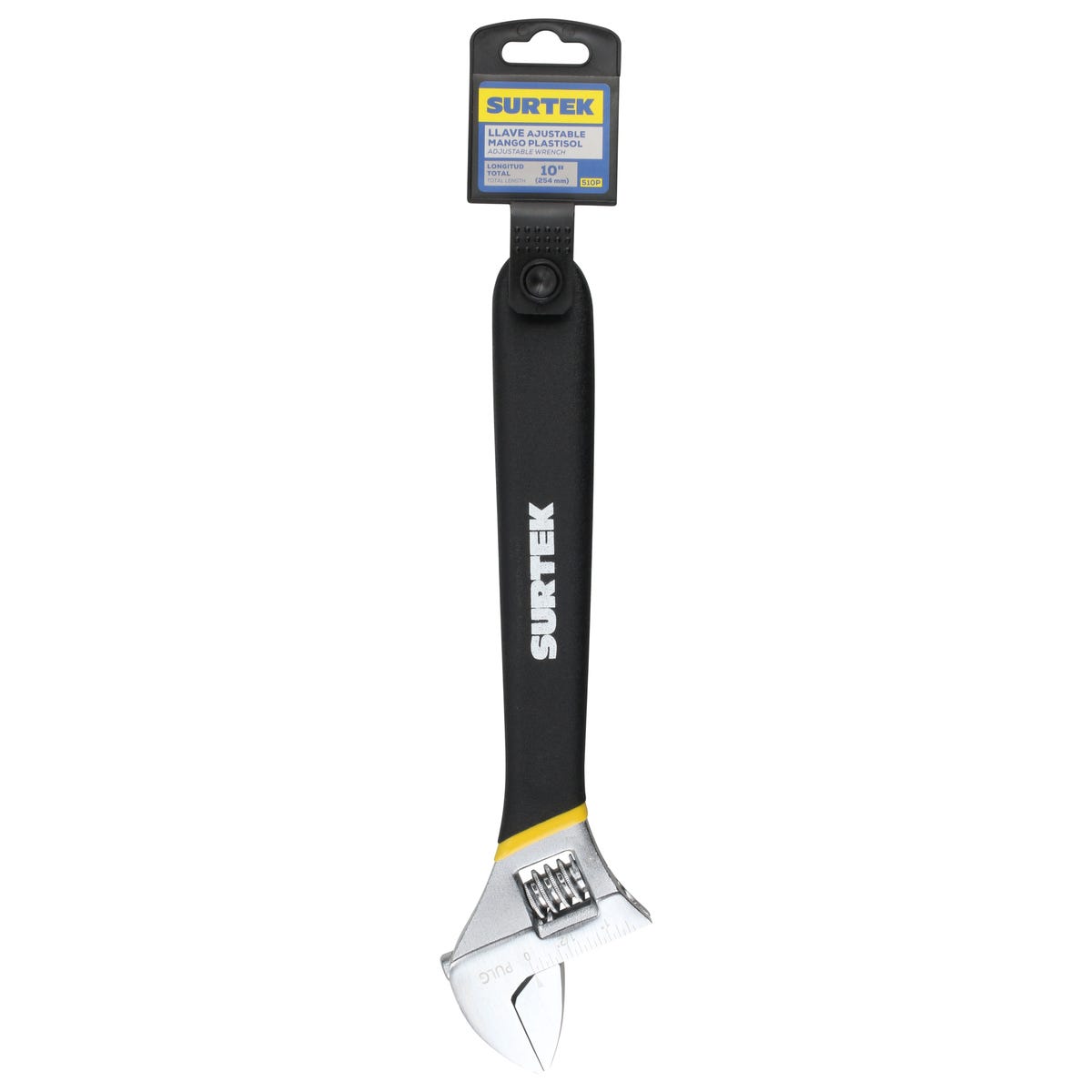 Llave Ajustable Cromada Con Mango Rubber Grip De Plastisol 10, Surtek 510P
