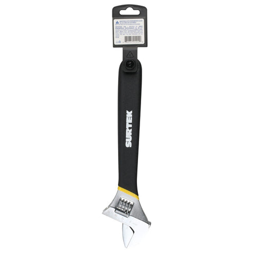 Llave Ajustable Cromada Con Mango Rubber Grip De Plastisol 10, Surtek 510P