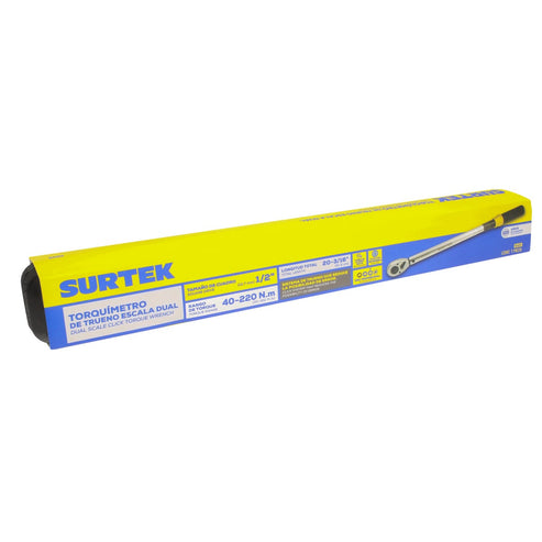 Torquímetro De Trueno Una Escala Dual Cuadro De 1/2, 30-162 ft-lb (40-220 Nm), Surtek 512D