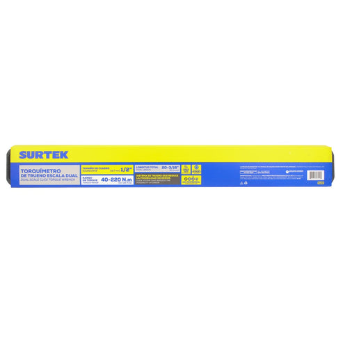 Torquímetro De Trueno Una Escala Dual Cuadro De 1/2, 30-162 ft-lb (40-220 Nm), Surtek 512D