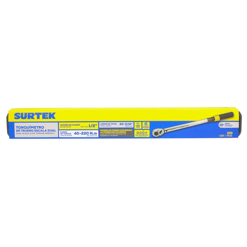 Torquímetro De Trueno Una Escala Dual Cuadro De 1/2, 30-162 ft-lb (40-220 Nm), Surtek 512D