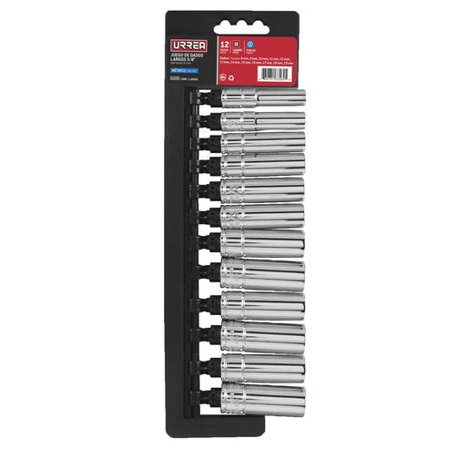 Juego De Dados Largos Cuadro De 3/8, 6 Puntas, Urrea 52205
