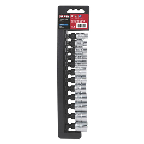 Juego De Dados Cuadro De 3/8, 12 Puntas, Urrea 52216
