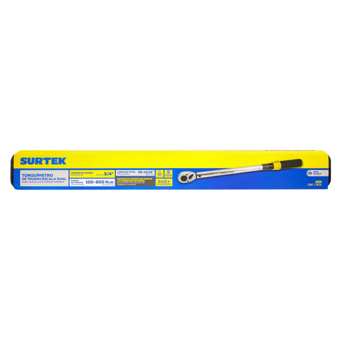 Torquímetro De Trueno Una Escala Dual Cuadro De 3/4, 74-442.5 ft-lb (100-600 Nm), Surtek 534D
