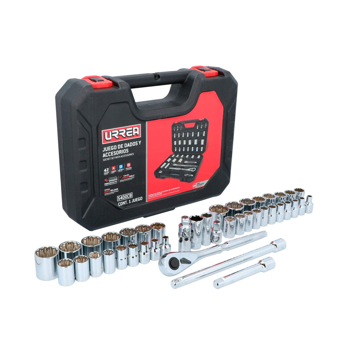 Juego De Dados Y Accesorios Cuadro De 1/2 Urrea 5400CB
