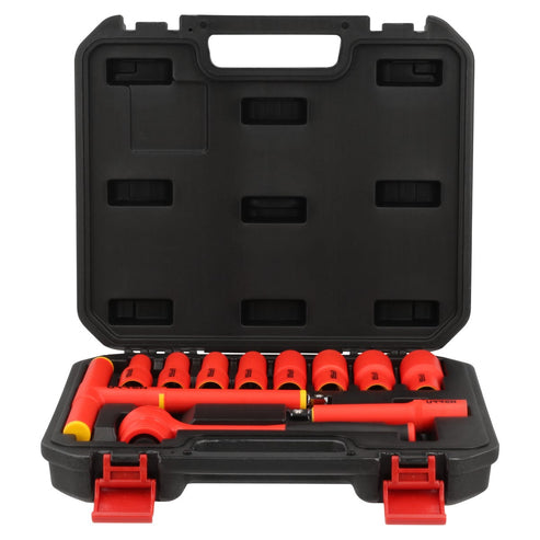Juego De Dados Y Accesorios Cuadro De 1/2 Métricos Para 1000 V, Caja Plástica, Urrea 5400MVI