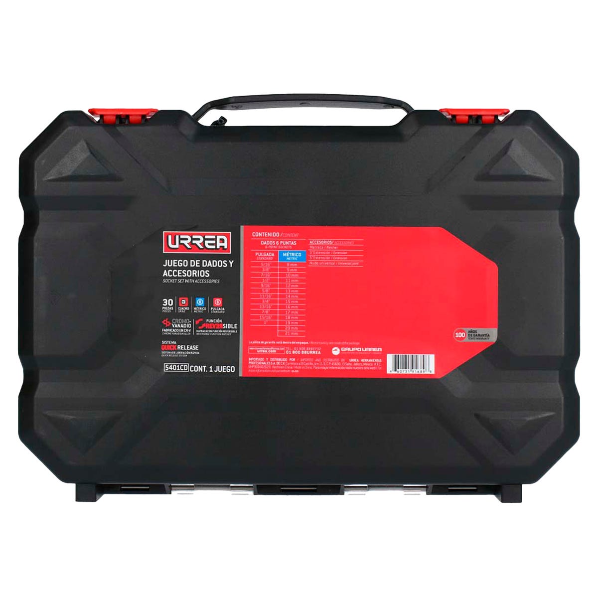 Juego De Dados Y Accesorios Cuadro De 1/2 Urrea 5401CD