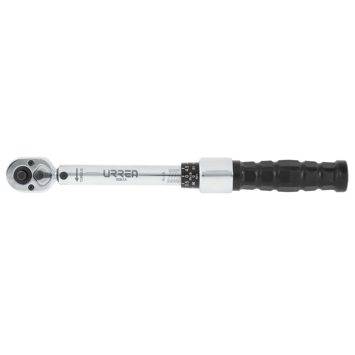 Torquímetro De Trueno Escala Dual Cuadro De 1/4, 10-50 in-lb (1.1-5.6 Nm), Urrea 6061A