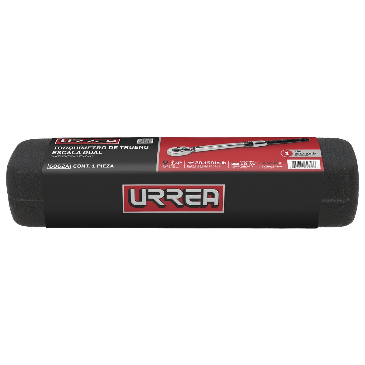 Torquímetro De Trueno Escala Dual Cuadro De 1/4, 20-150 in-lb (2.2-16.9 Nm), Urrea 6062A