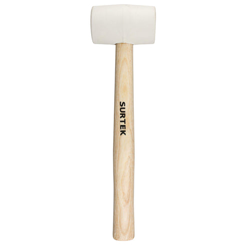 Mazo Con Cabeza De Hule Blanco Con Mango De Madera 12, 8 Oz, Surtek 608B