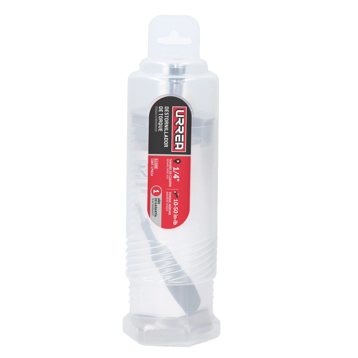Destornillador De Torque Microajustable Con Mango Plástico Cuadro De 1/4, 10-50 in-lb, Urrea 6108B