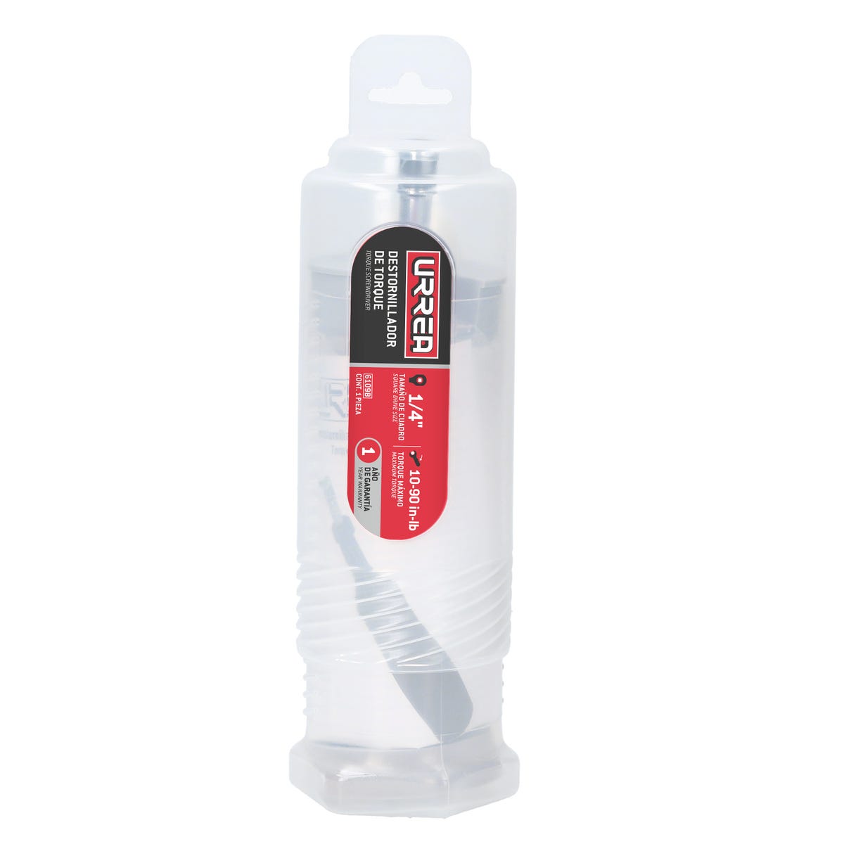 Destornillador De Torque Microajustable Con Mango Plástico Cuadro De 1/4, 10-90 in-lb, Urrea 6109B