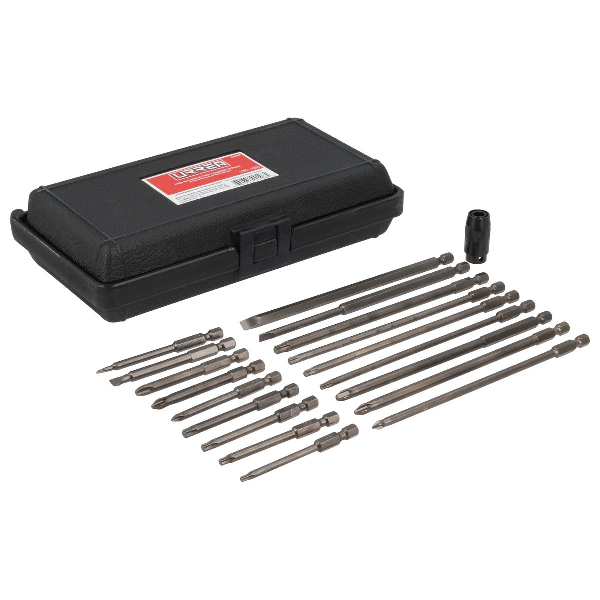 Juego De Puntas De Poder Y Adaptador Rápido Cuadro De 1/4 Quick Release, 19 Pz En Caja Plástica, Urrea 61919X