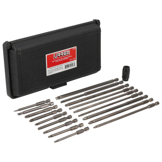 Juego De Puntas De Poder Y Adaptador Rápido Cuadro De 1/4 Quick Release, 19 Pz En Caja Plástica, Urrea 61919X